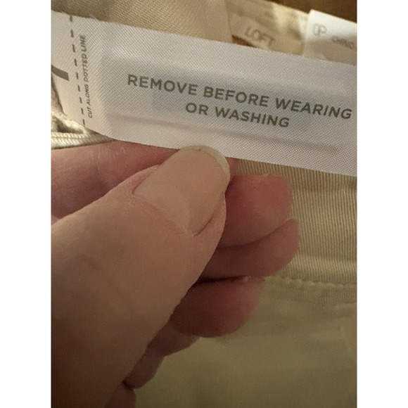 LOFT Cropped Pants Womens 0P Beige Red Side Stripe Raw Hem Ankle - Picture 5 of 13